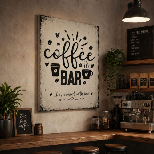 Coffee Bar Dekoratif Kanvas Tablo - VOOV3380
