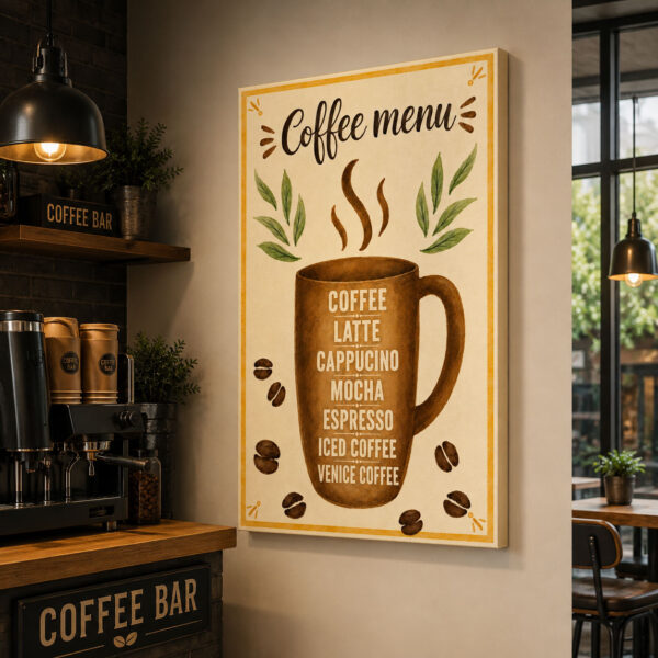 Coffee Menu Dekoratif Kanvas Tablo - VOOV3385