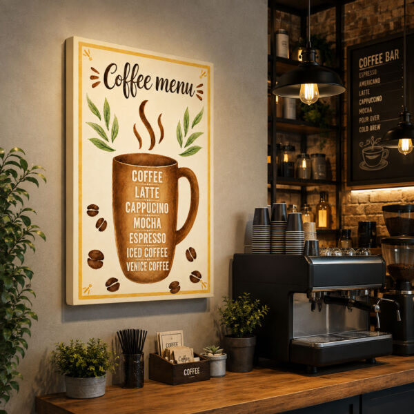 Coffee Menu Dekoratif Kanvas Tablo - VOOV3385