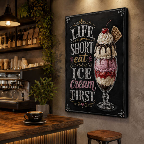 Ice Cream Dekoratif Kanvas Tablo - VOOV3394
