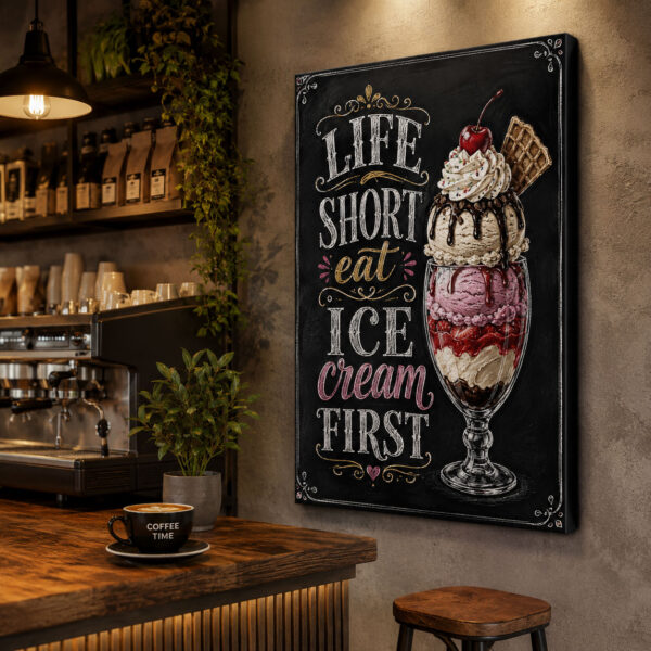 Ice Cream Dekoratif Kanvas Tablo - VOOV3394