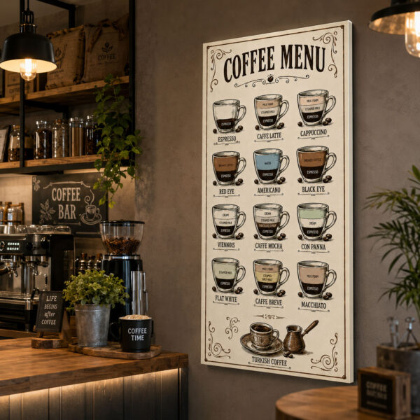 Coffee Menu Dekoratif Kanvas Tablo - VOOV3399