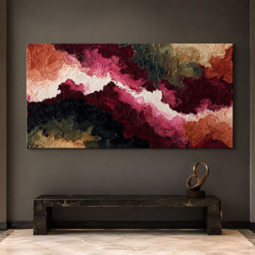 Bordo Geçiş Soyut Dekoratif Kanvas Tablo - VOOV3505