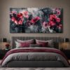 Bordo Soyut Çiçekler Dekoratif Kanvas Tablo - VOOV3508