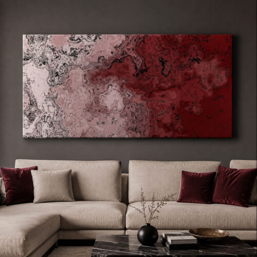 Bordo Tutku Dekoratif Soyut Kanvas Tablo - VOOV3520