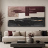 Soft Bordo Siyah Dekoratif Soyut Kanvas Tablo - VOOV3523