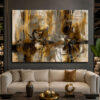Golden Chaos Dekoratif Soyut Kanvas Tablo - VOOV3550