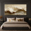 Soft Krem Deniz Dalgası Dekoratif Soyut Kanvas Tablo - VOOV3564