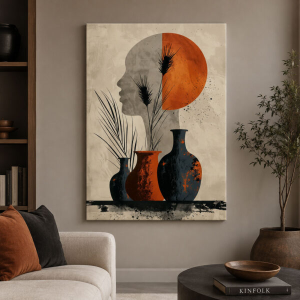 Bohem Minimal Dekoratif Soyut Kanvas Tablo - VOOV3586