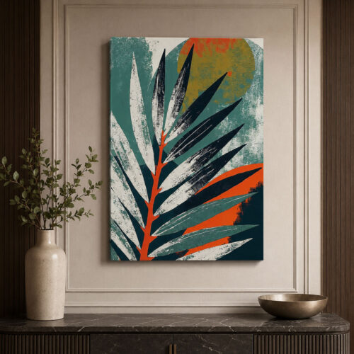 Minimal Leaves Dekoratif Soyut Kanvas Tablo - VOOV3596
