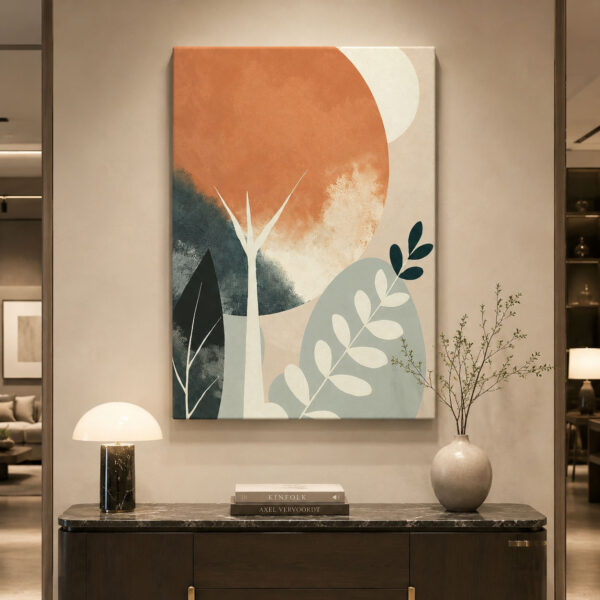 Minimal Geometry Leaves Dekoratif Soyut Kanvas Tablo - VOOV3605