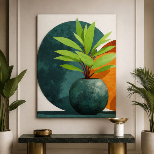 Minimal Geometry Vase Dekoratif Soyut Kanvas Tablo - VOOV3606