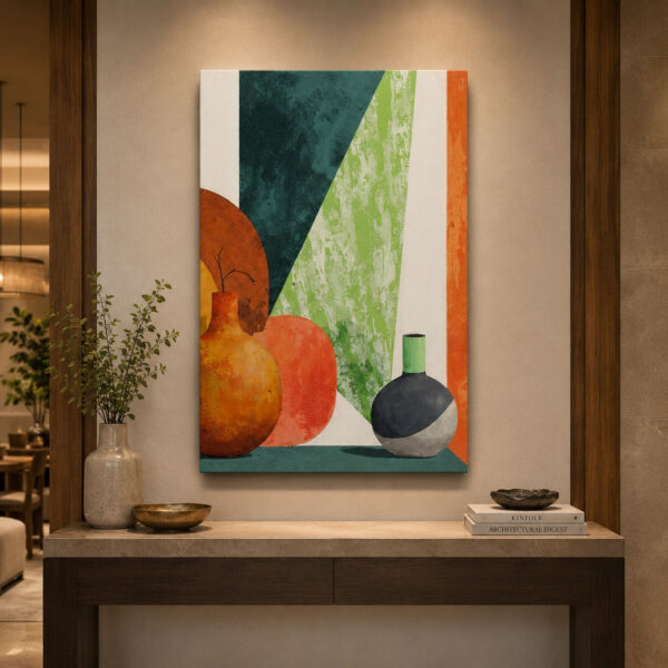 Minimal Geometry Vase Dekoratif Soyut Kanvas Tablo - VOOV3607