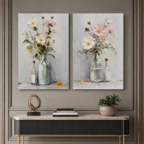 Yabani Güller Kanvas Duvar Tablosu - 2'li Canvas Tablo Seti - VOOV6003
