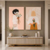 Blooming Ladies Kanvas Duvar Tablosu - 2'li Canvas Tablo Seti - VOOV6006