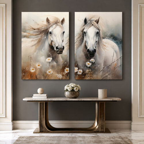 Özgür İkili Kanvas Duvar Tablosu - 2'li Canvas Tablo Seti - VOOV6009