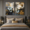 Abstract Flowers Kanvas Duvar Tablosu - 2'li Canvas Tablo Seti - VOOV6013