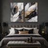 Abstract Bird Feathers Kanvas Duvar Tablosu - 2'li Canvas Tablo Seti - VOOV6015
