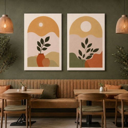 Bohem Kanvas Duvar Tablosu - 2'li Canvas Tablo Seti - VOOV6016