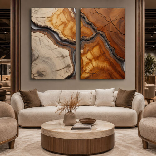 Tree Layers Kanvas Duvar Tablosu - 2'li Canvas Tablo Seti - VOOV6019