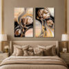 Abstract Flowers Kanvas Duvar Tablosu - 2'li Set Kanvas Tablo - VOOV6031