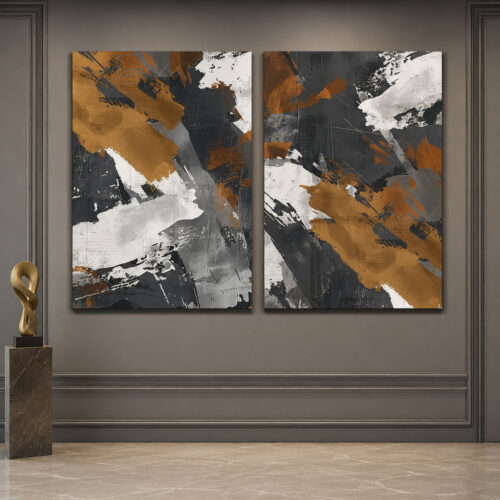 Abstract Art Kanvas Duvar Tablosu - 2'li Set Kanvas Tablo - VOOV6032