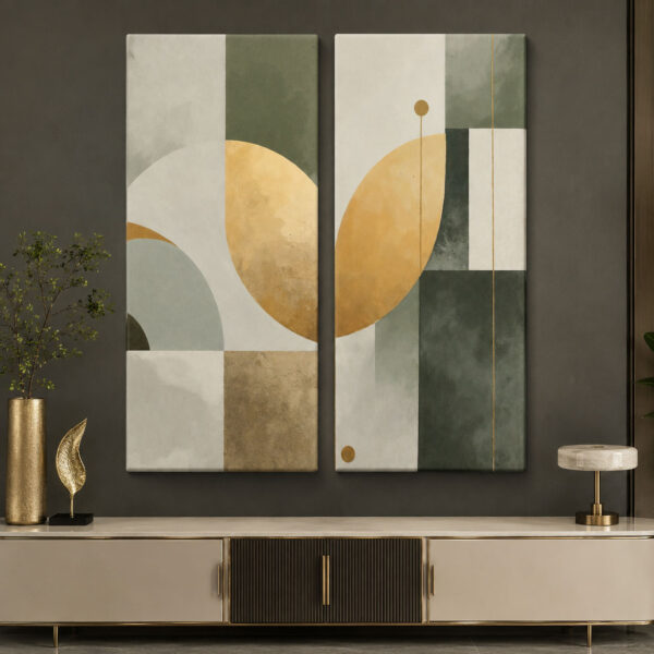 Modern Geometri Kanvas Duvar Tablosu - 2'li Set Kanvas Tablo - VOOV6037