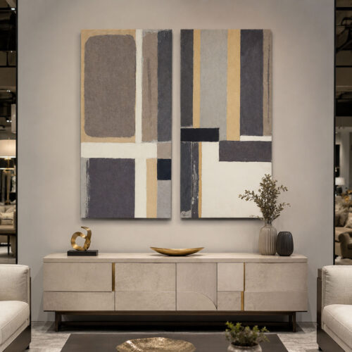 Modern Abstract Kanvas Duvar Tablosu - 2'li Set Kanvas Tablo - VOOV6038