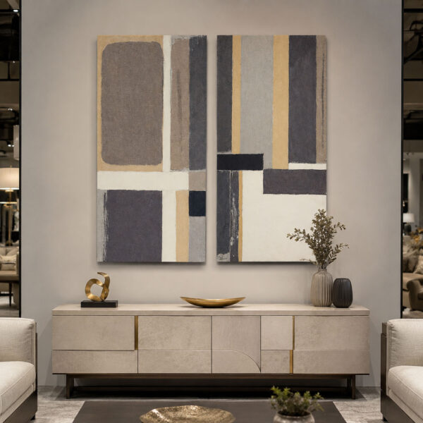 Modern Abstract Kanvas Duvar Tablosu - 2'li Set Kanvas Tablo - VOOV6038