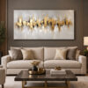 Bej Gri ve Gold Modern Soyut Tuval Kanvas Tablo - VOOV3496