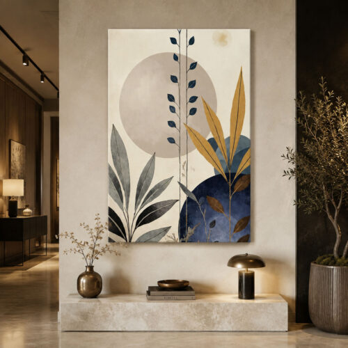 Minimal Botanical Geometry Dekoratif Soyut Kanvas Tablo - VOOV3594