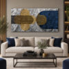 Lacivert Gold Geometrik Soyut Tuval Kanvas Tablo - VOOV3713