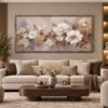 Eskitme Ahşap Çerçeveli - 75x150cm Soft Manolya Çiçekleri Kanvas Tuval Tablo - VOOV9142