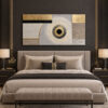 Gold Daireli Modern Geometrik Soyut Tuval Kanvas Tablo - VOOV3723