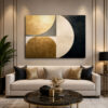 Gold Siyah Geometrik Formlar Modern Soyut Kanvas Tablo- VOOV3651