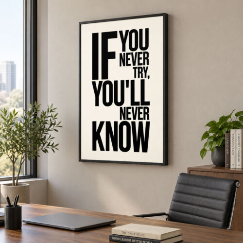 Siyah Doğal Ahşap Çerçeveli 60x90cm Tipografik Motivasyon Kanvas Tuval Tablo - VOOV9101