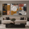 Modern Geometrik Soyut Kanvas Duvar Tablosu 3'lü Canvas Tablo Seti - VOOV6085