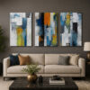 Modern Geometrik Soyut Kanvas Duvar Tablosu 3'lü Canvas Tablo Seti - VOOV6086