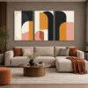 Modern Geometrik Soyut - Üçlü Kanvas Tuval Tablo Seti - VOOV6150