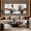 Siyah Doğal Ahşap Çerçeveli - 75x150cm Kiremit Siyah ve Krem Tonlu Modern Soyut - VOOV9120