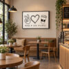 Siyah Ahşap Çerçeveli 60x90cm Peace Love Coffee Kanvas Tuval Tablo - VOOV9123
