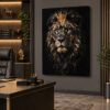 Siyah Gold Detaylı Aslan Tuval Kanvas Tablo - VOOV3701