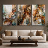 Toprak Tonları Modern Soyut Kanvas Duvar Tablosu 3'lü Canvas Tablo Seti - VOOV6063