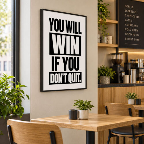 Siyah Doğal Ahşap Çerçeveli 60x90cm Tipografik Motivasyon Kanvas Tuval Tablo - VOOV9103